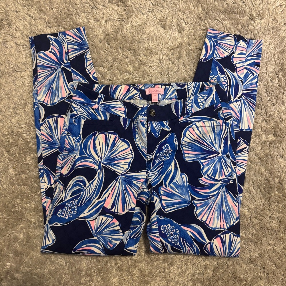 Lilly Pulitzer Blue and Pink Floral Pants